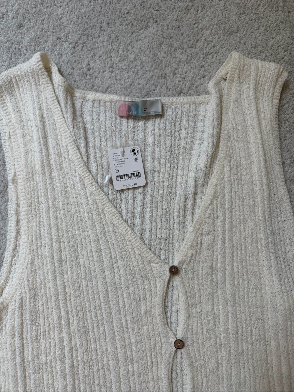 Free People Cream Knit Button Front Vest & Mini Skirt Set - Picture 4 of 7